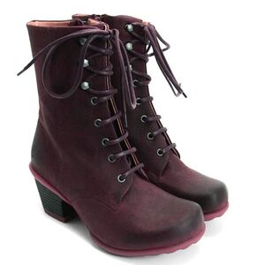 Fluevog Hopefuls Serene mid-calf purple leather boots